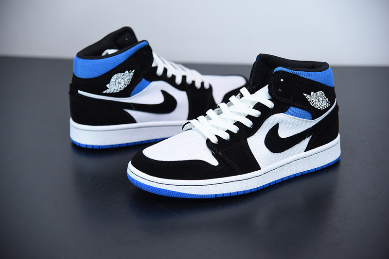 air jordan 1 mid wmns royal black white bq6472-102