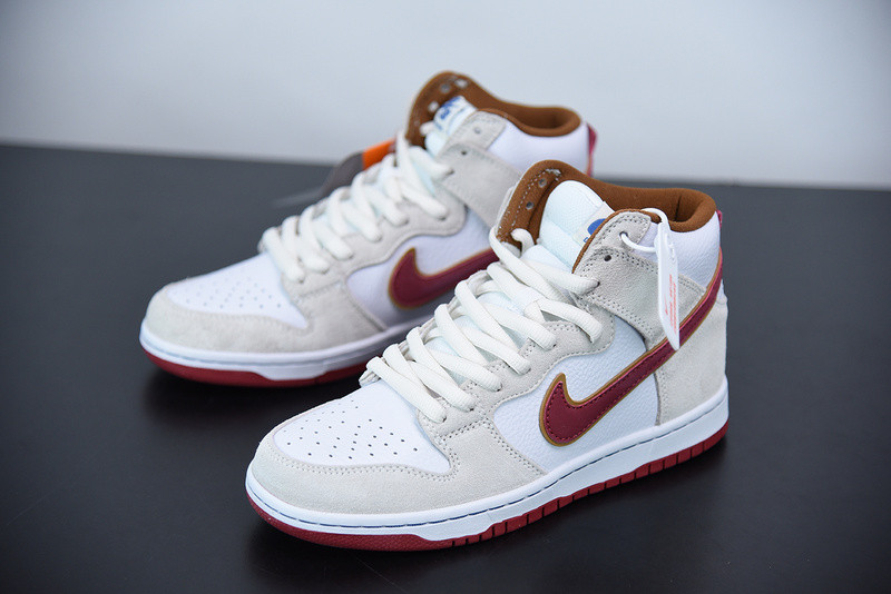 nike sb dunk high sail bright crimson cv9499-100