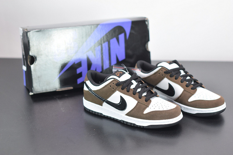 nike dunk low white black trail end brown 304292-102