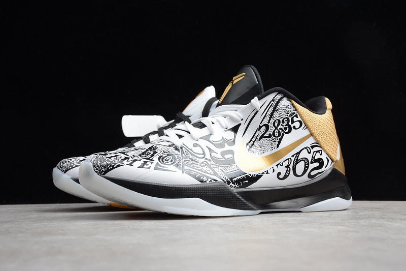 nike zoom kobe v proyro black month white gold ct8044-100