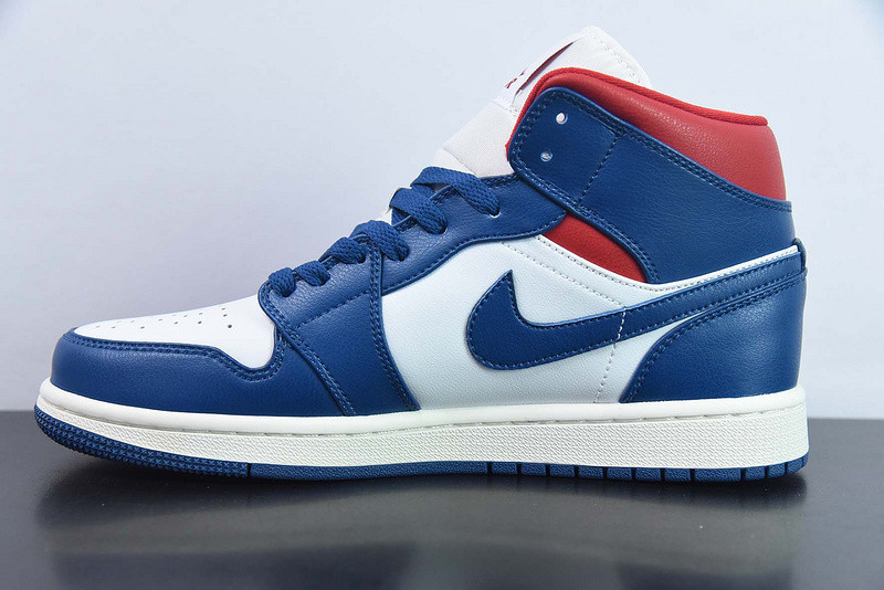 air jordan 1 mid "blue/red" bq6472-146