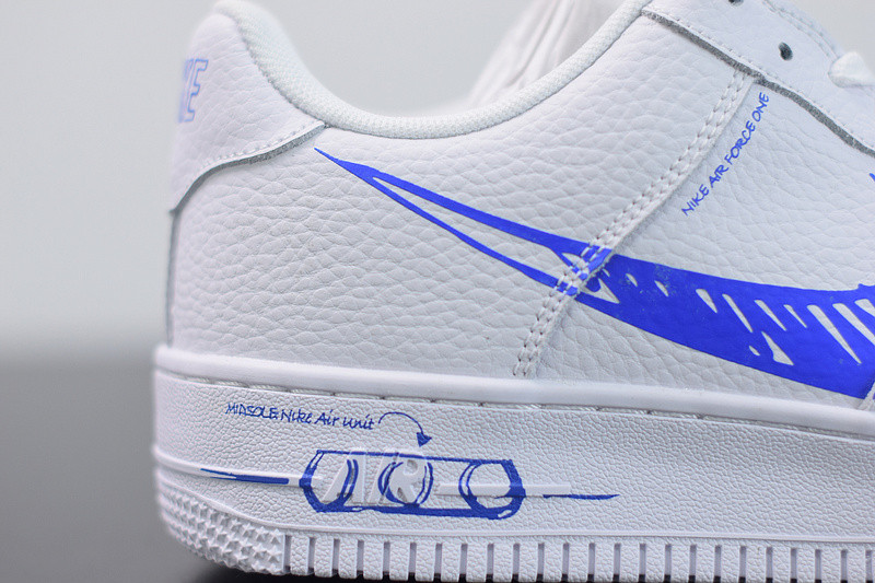 nike air force 1 low “sketch” in white/blue cw7581-100