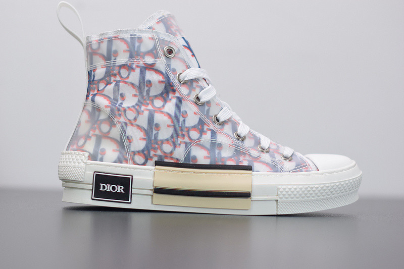 dio* b23 high-top sneaker in blue & red oblique