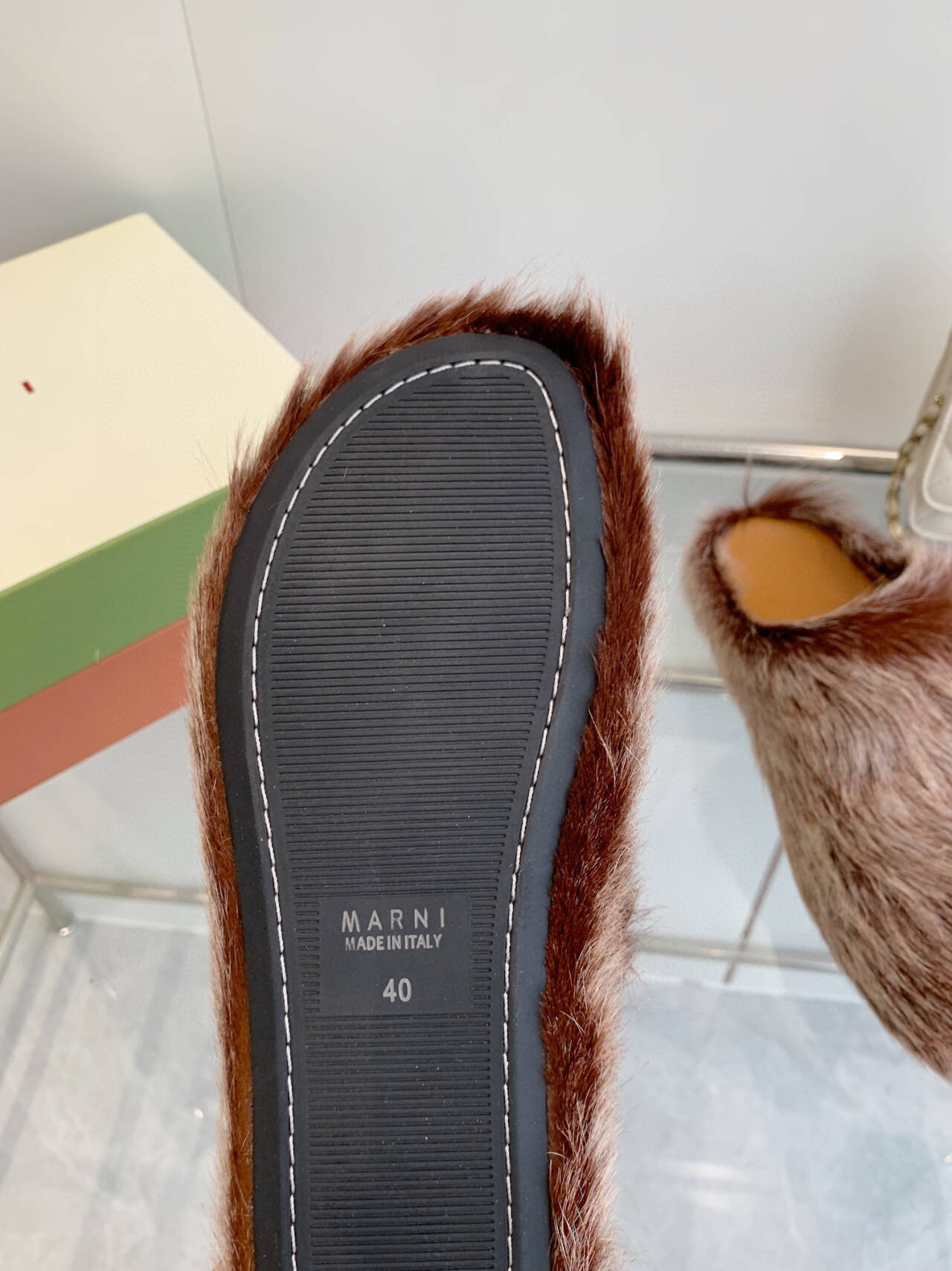 Marni calf hair slippers