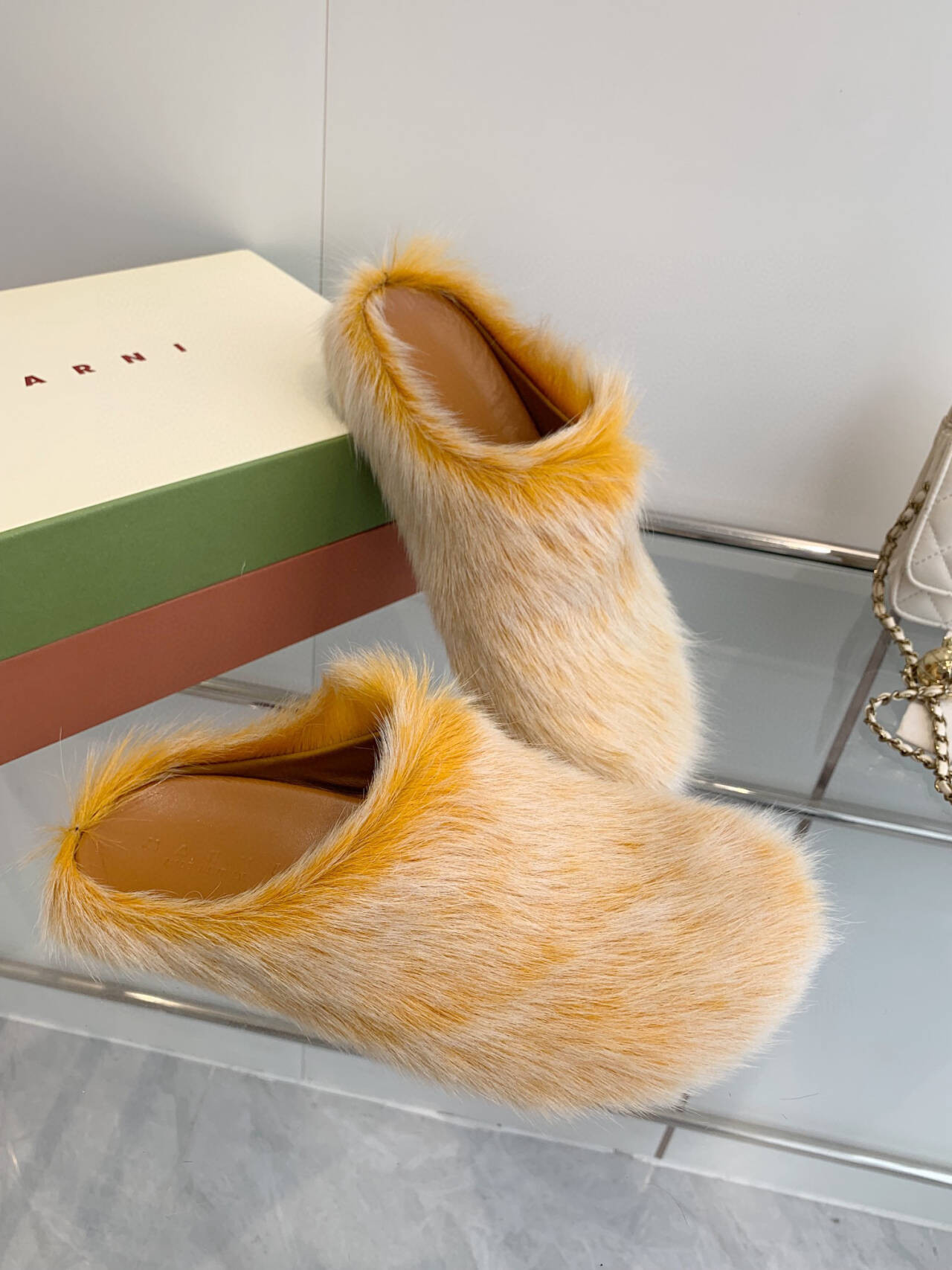 Marni calf hair slippers