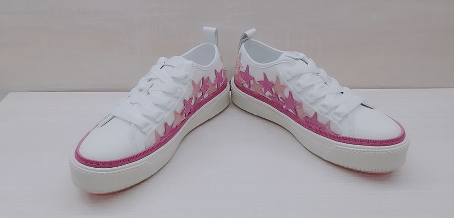 amiri white & pink stars court sneakers