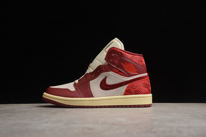 Jordan 1 Mid SE Tiki Leaf Team Red (Women''s) DZ2820-601