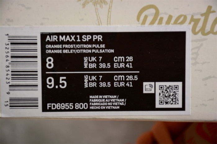 NIKE AIR MAX 1 PUERTO RICO ORANGE FROST FD6955-800