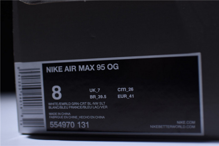 Nike mens AIR MAX 95 OG “SLATE” white/ blue 554970-131