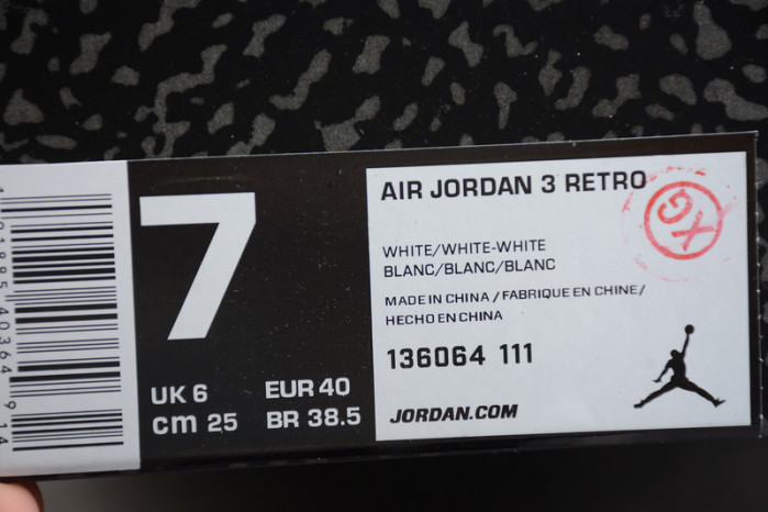 Air Jordan 3 Retro Triple White 136064-111