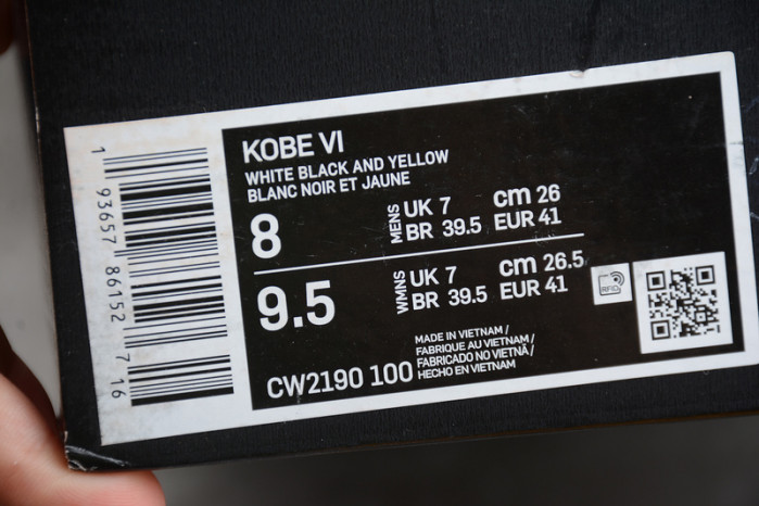 NIKE ZOOM KOBE 6 PROTRO ‘WHITE DEL SOL’’ CW2190-100