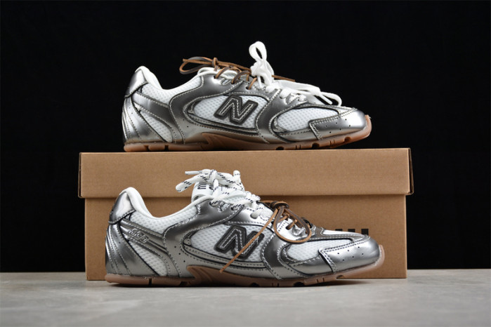 New Balance X Miu Miu 530 SL metallic leather and mesh sneakers NBMM0312